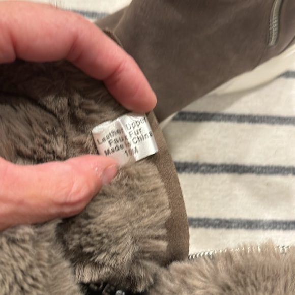 J/slides grey leather platform boots size 10 with faux fur lining - Picture 7 of 11